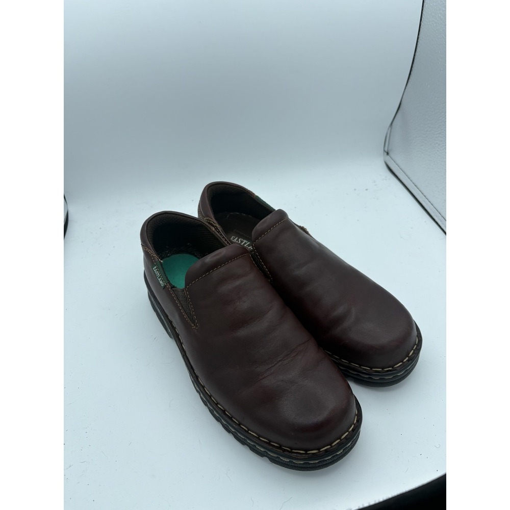Eastland Newport Clog Shoes Womens Size 8.5W Brown Leather Slip On Comfort